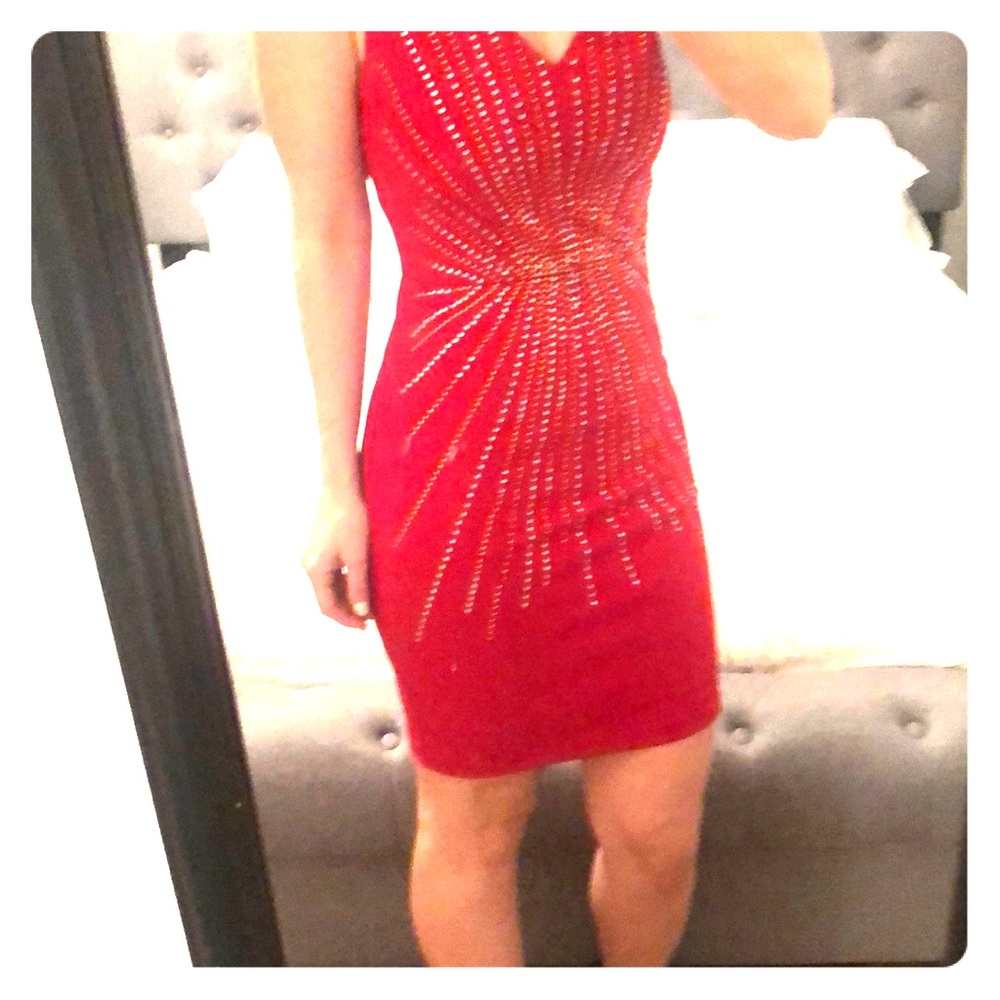 Red Nikibiki dress w gold/silver sparkly detail